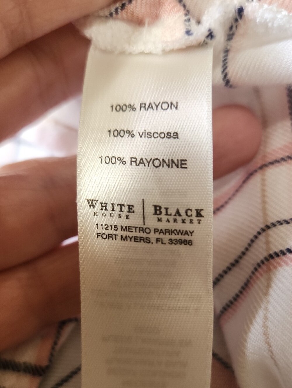 White House Black Market White Plaid Button-Down Shirt with Pink & Black Lines - Picture 5 of 7